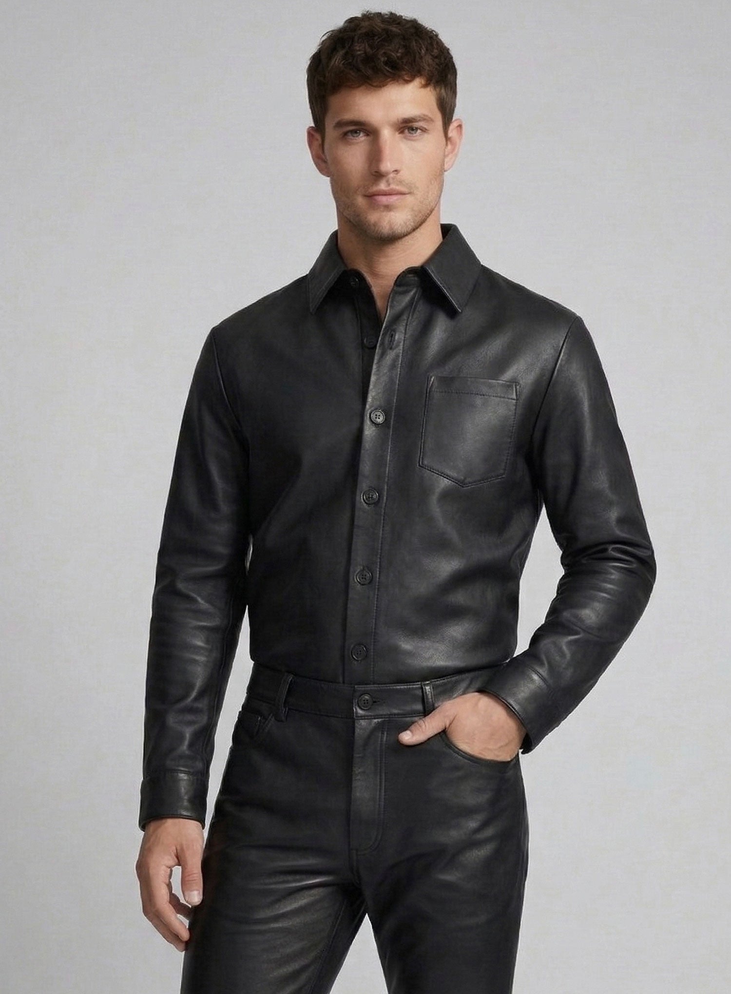 Mens Classic Leather Shirt by LeatherCult Mens Classic Leather Shirt by LeatherCult