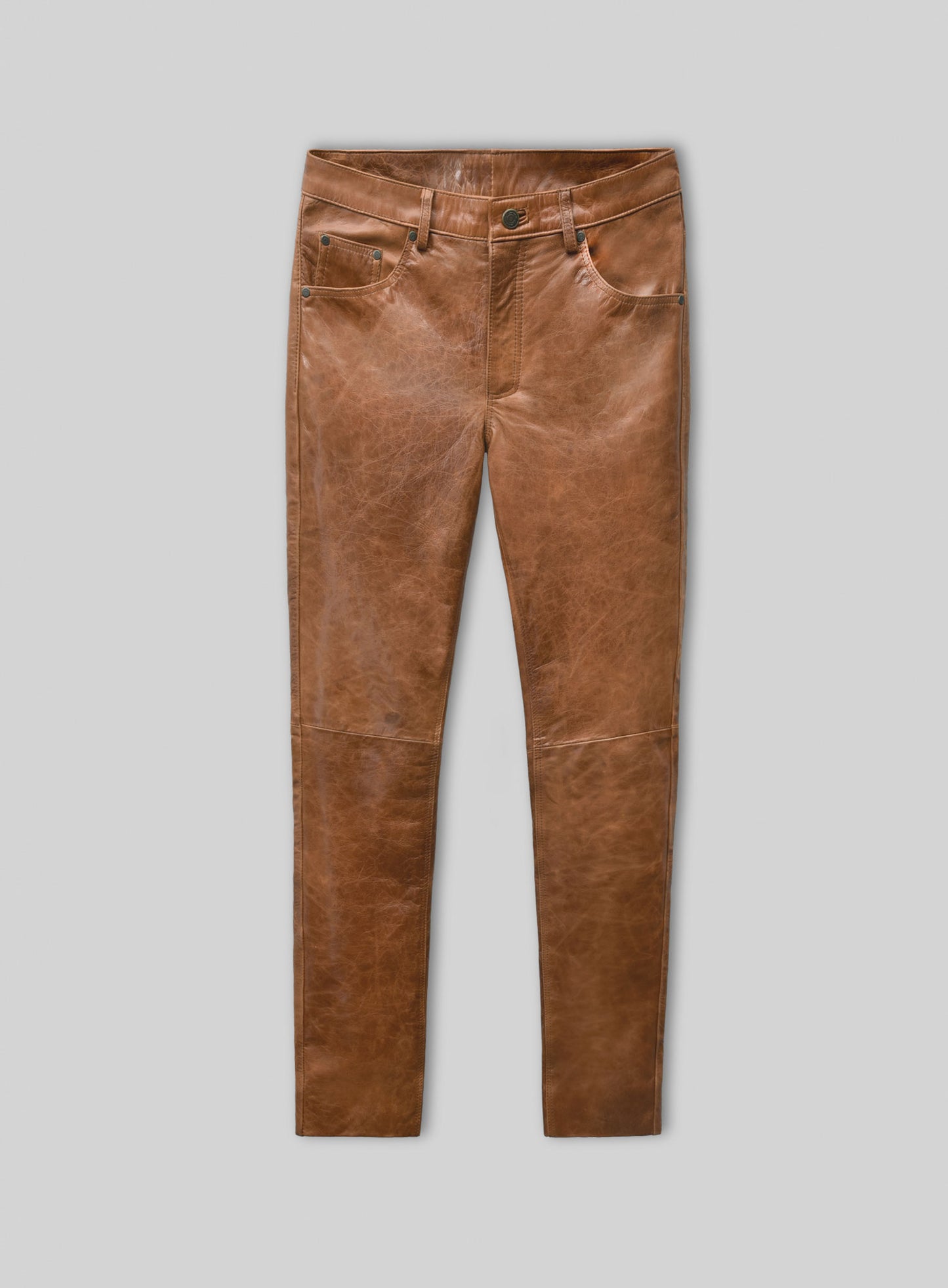 Cognac Leather Pants - Jeans Style