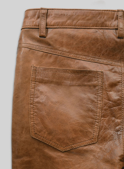 Cognac Leather Pants - Jeans Style