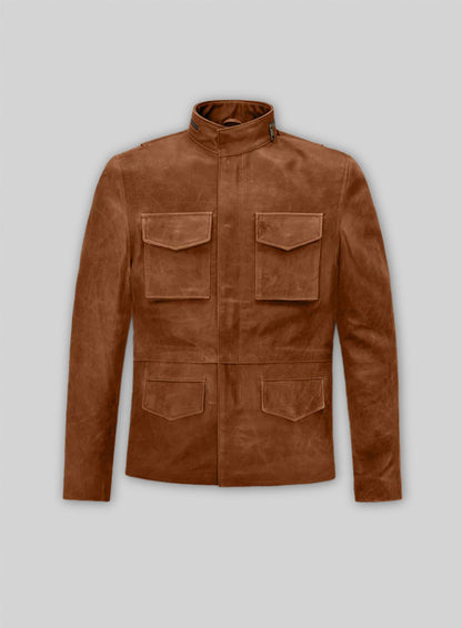 Cognac Military M-65 Leather Jacket
