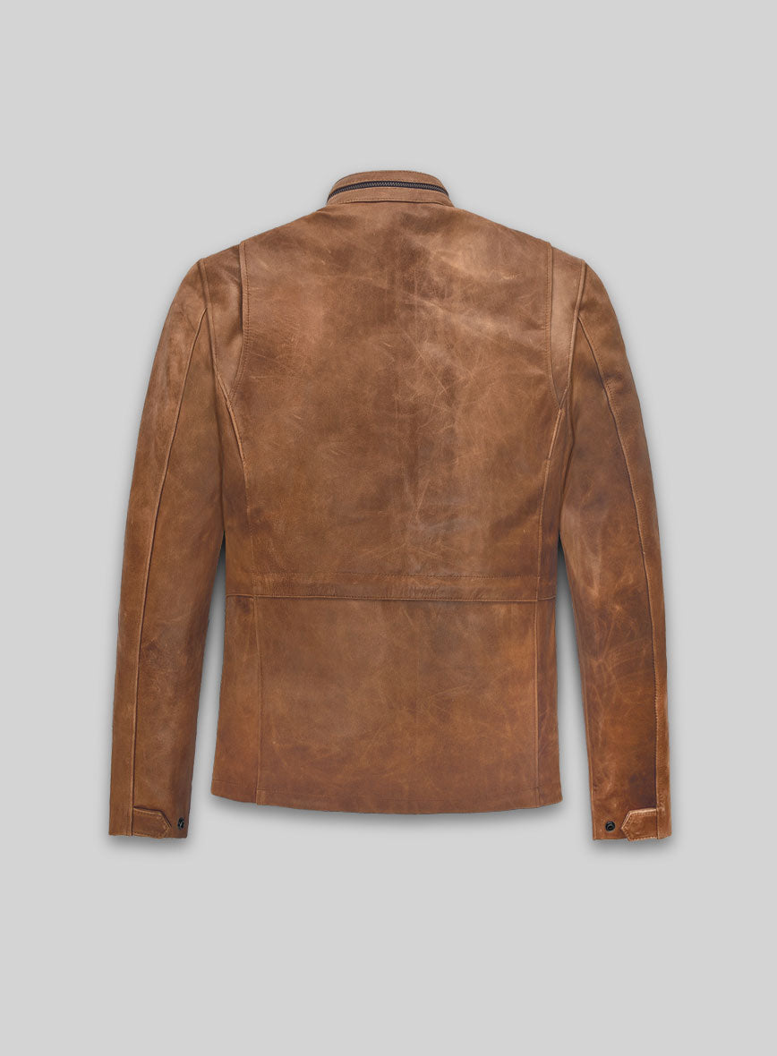 Cognac Military M-65 Leather Jacket
