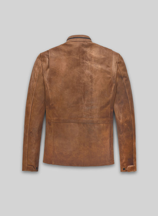 Cognac Military M-65 Leather Jacket