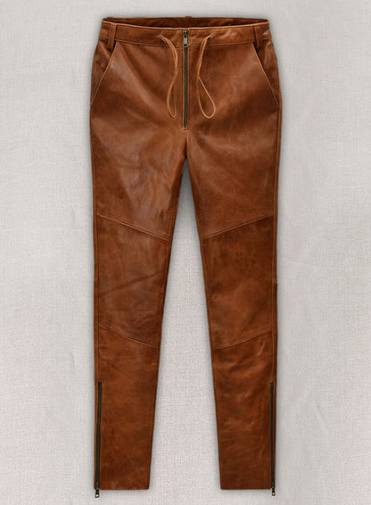 Cognac Ricky Martin Leather Pants - LeatherCult
