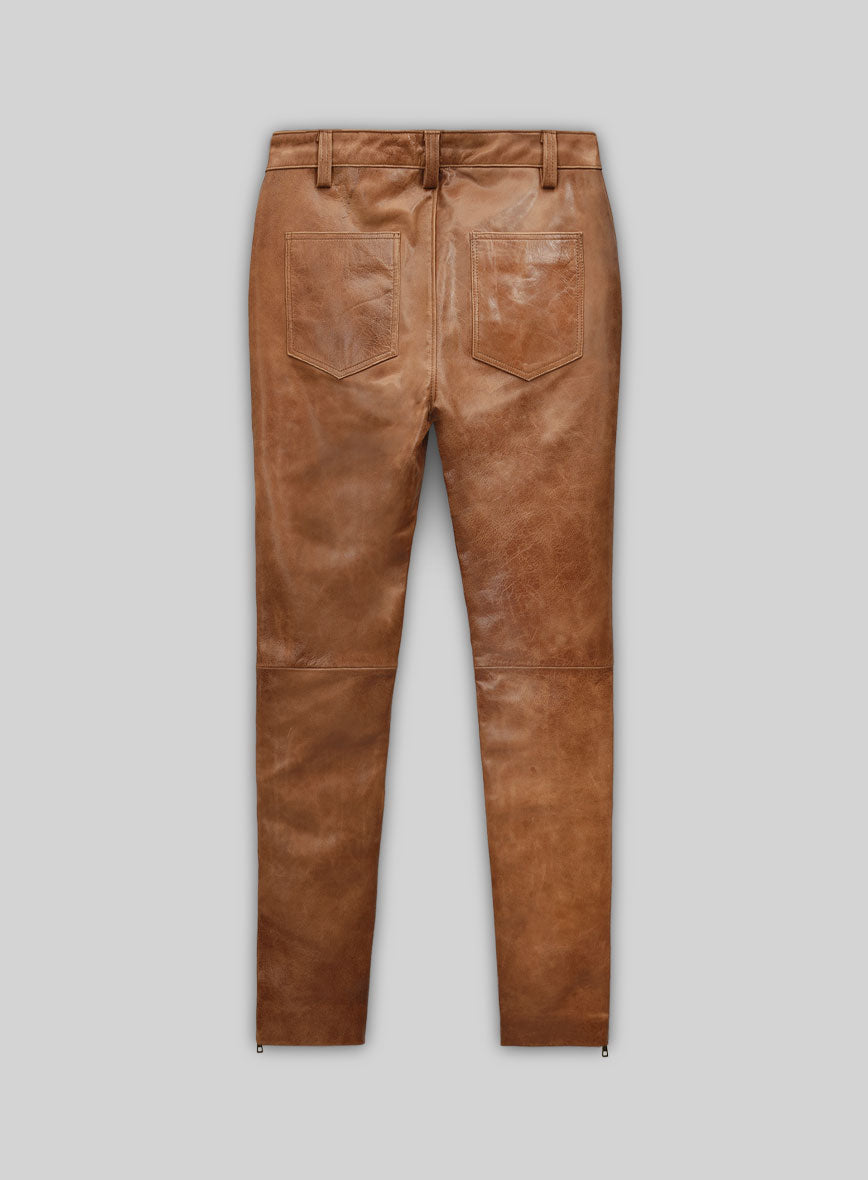 Cognac Ricky Martin Leather Pants