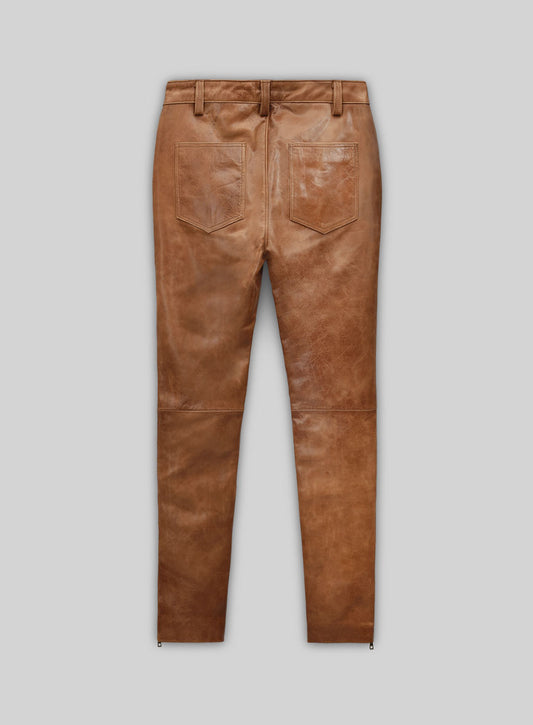 Cognac Ricky Martin Leather Pants