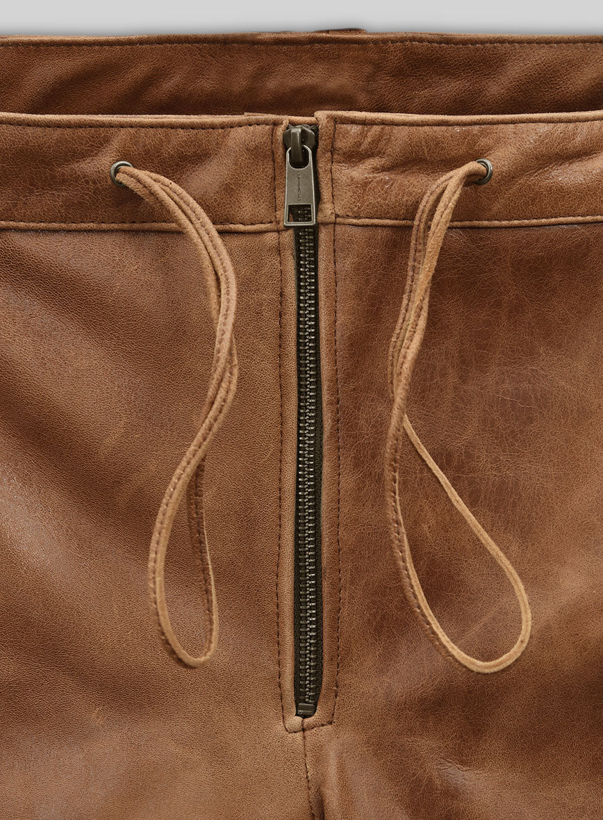 Cognac Ricky Martin Leather Pants