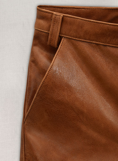 Cognac Ricky Martin Leather Pants - LeatherCult