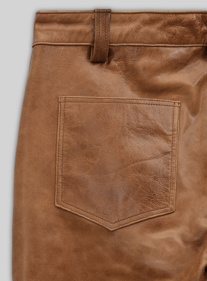 Cognac Ricky Martin Leather Pants