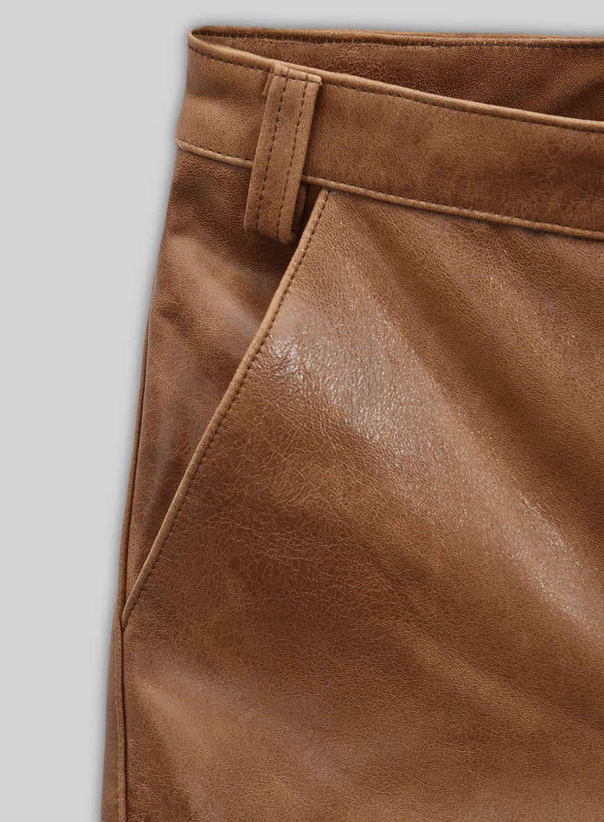 Cognac Ricky Martin Leather Pants
