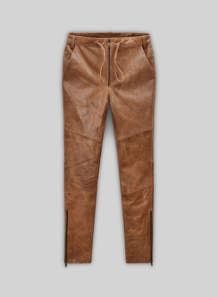 Cognac Ricky Martin Leather Pants