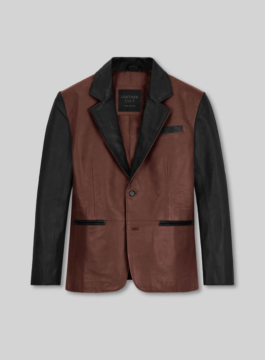Colorblock Leather Blazer