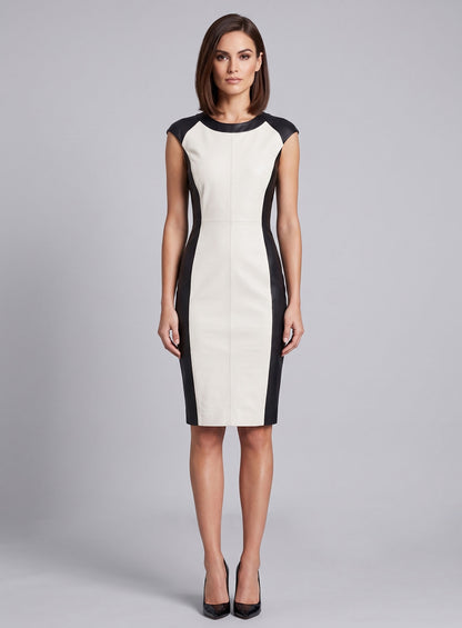 Color Block Leather Dress - # 754