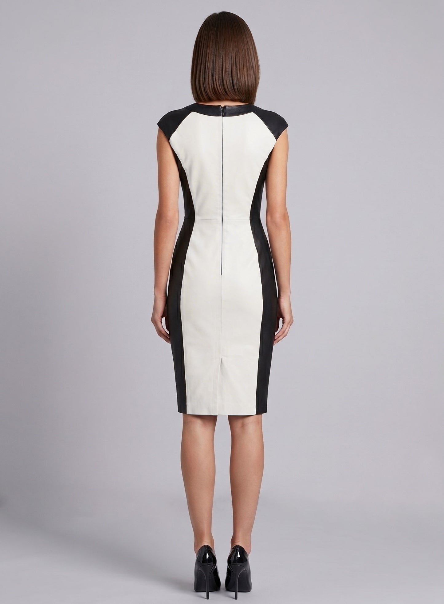 Color Block Leather Dress - # 754