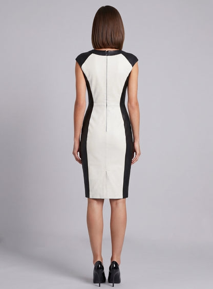 Color Block Leather Dress - # 754