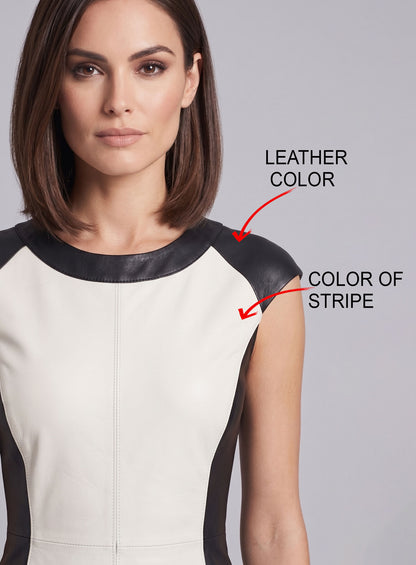 Color Block Leather Dress - # 754