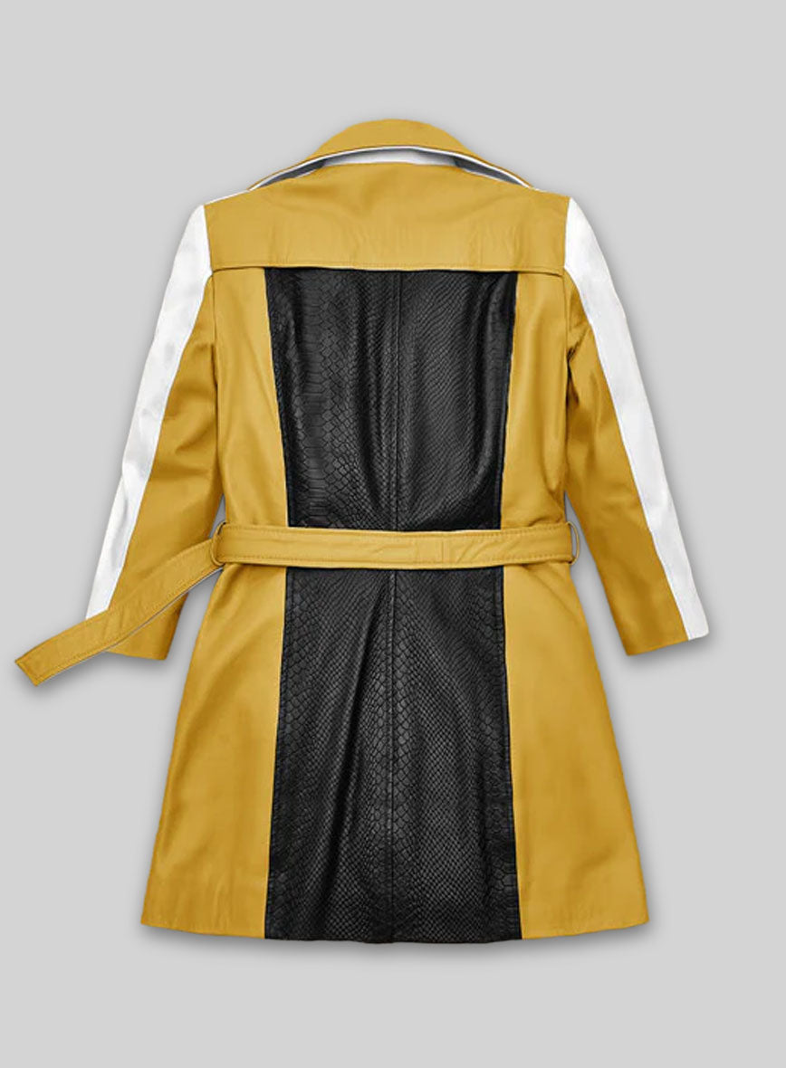Color Contrast Leather Trench Coat