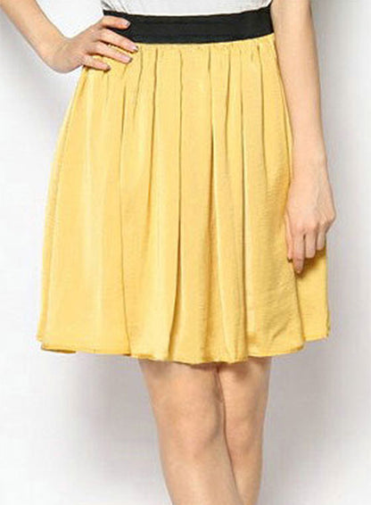 Contrast Waist Leather Skirt - # 180 - LeatherCult