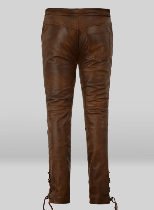 Cowboy Lace up Leather Pants - LeatherCult