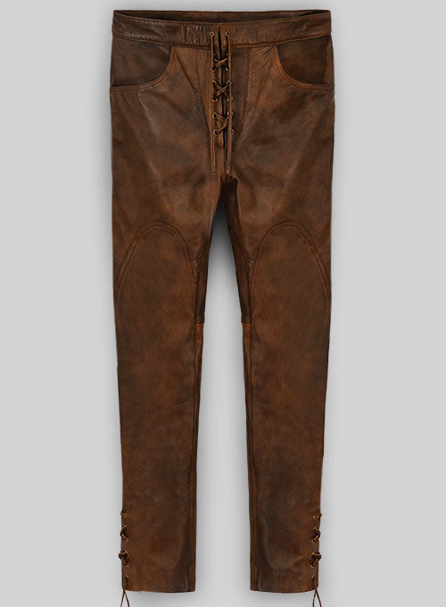 Cowboy Lace up Leather Pants - LeatherCult
