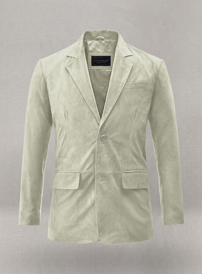 Cream Beige Suede Leather Blazer - LeatherCult