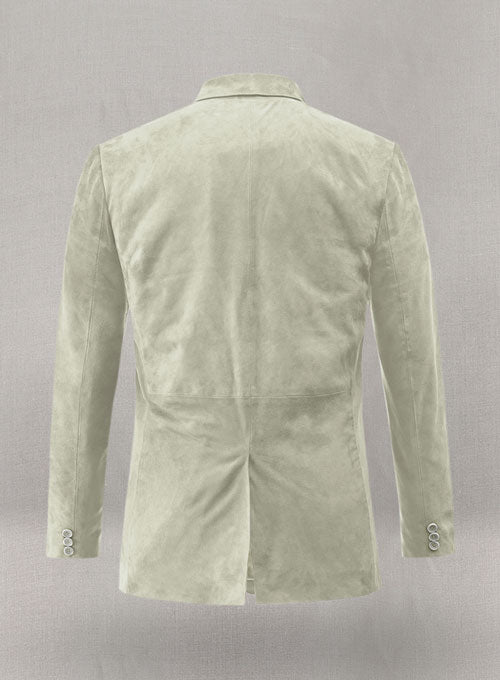 Cream Beige Suede Leather Blazer - LeatherCult