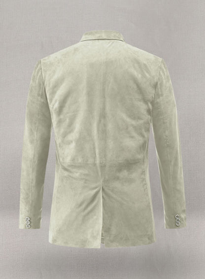Cream Beige Suede Leather Blazer - LeatherCult