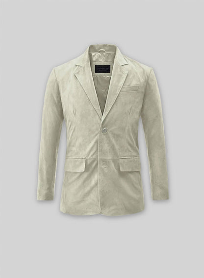Cream Beige Suede Leather Blazer