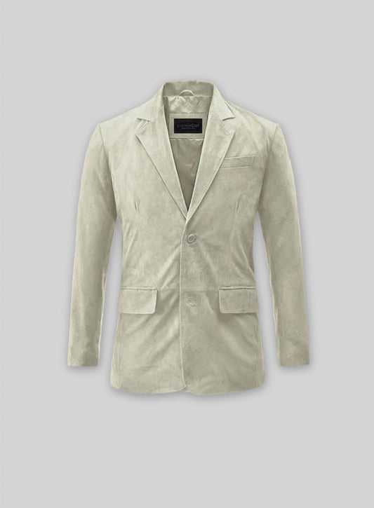 Cream Beige Suede Leather Blazer