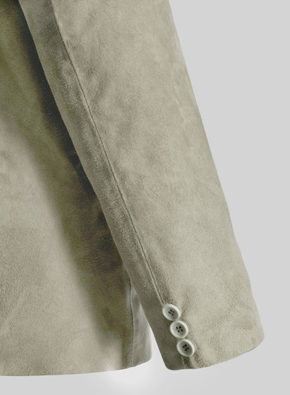Cream Beige Suede Leather Blazer