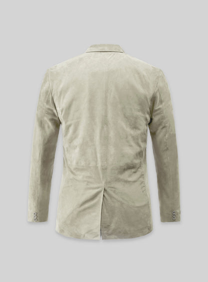 Cream Beige Suede Leather Blazer