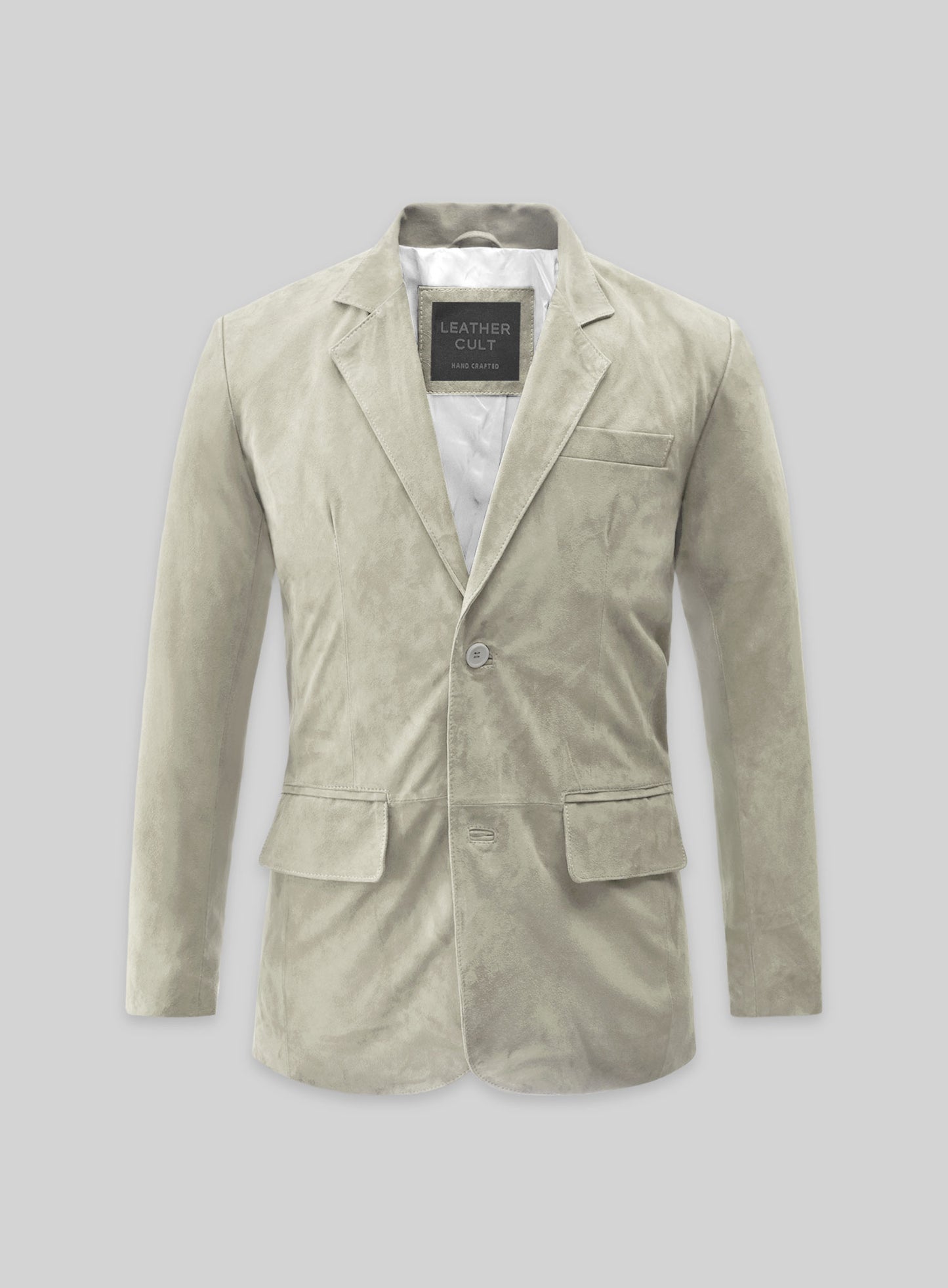 Cream Beige Suede Leather Blazer