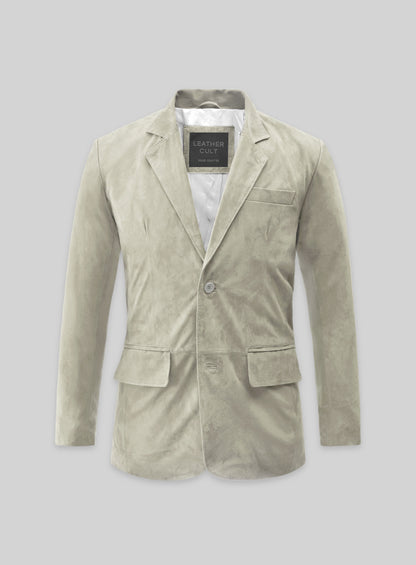 Cream Beige Suede Leather Blazer