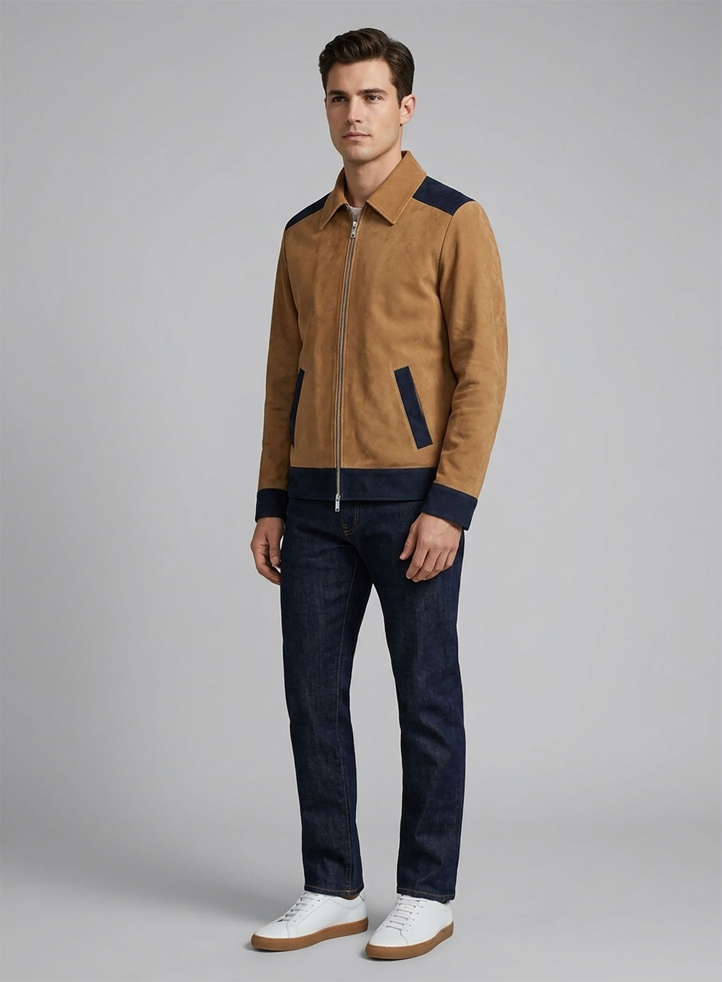 Soft Saddle Brown Suede Cristiano Ronaldo Leather Jacket #1