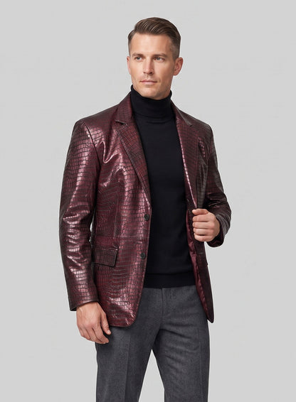 Croc Antique Rose Leather Blazer