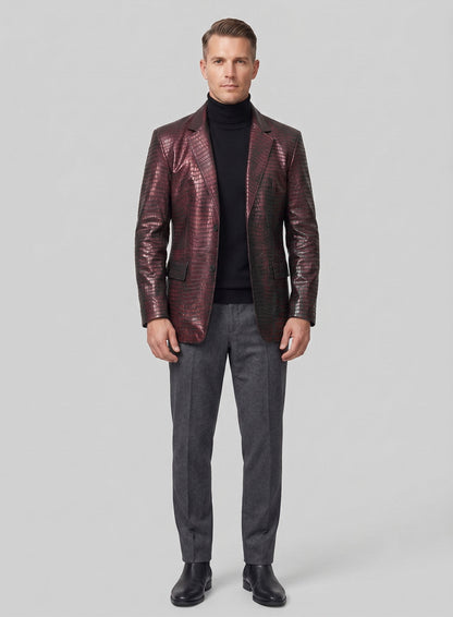 Croc Antique Rose Leather Blazer