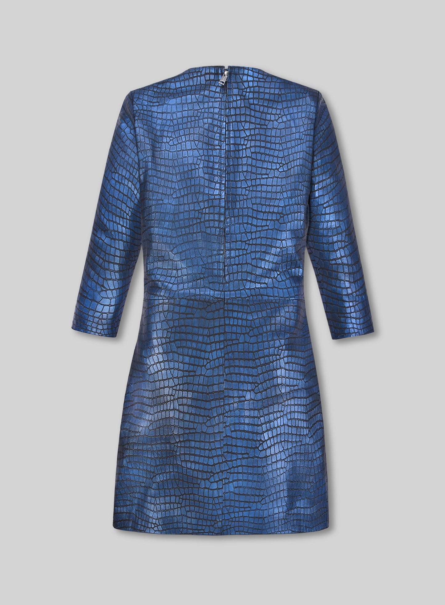 Croc Metallic Blue Cacoon Leather Dress - # 757