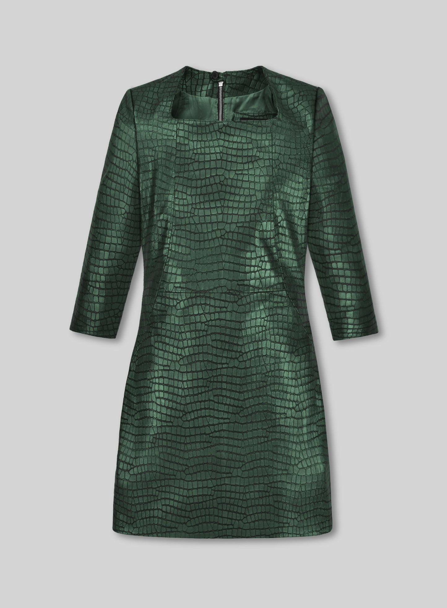Croc Metallic Green Cacoon Leather Dress - # 757