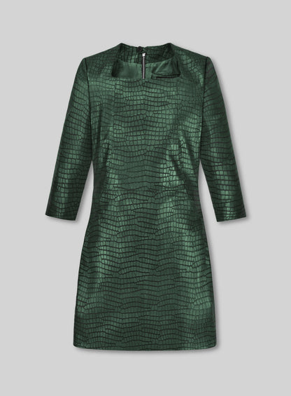 Croc Metallic Green Cacoon Leather Dress - # 757