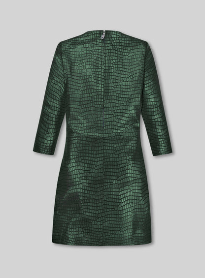 Croc Metallic Green Cacoon Leather Dress - # 757