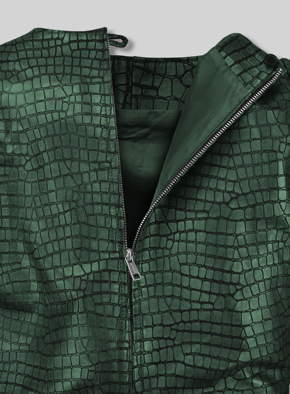 Croc Metallic Green Cacoon Leather Dress - # 757