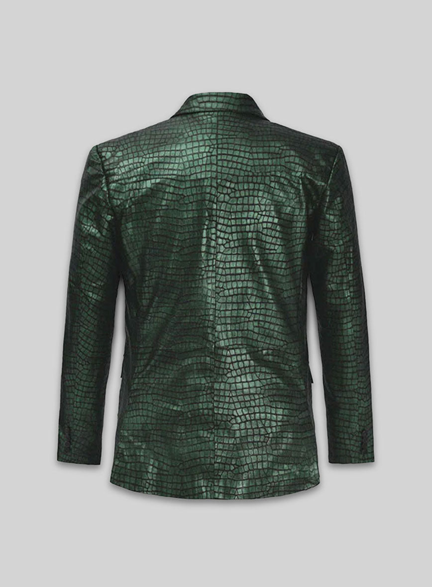 Croc Metallic Green Leather Blazer