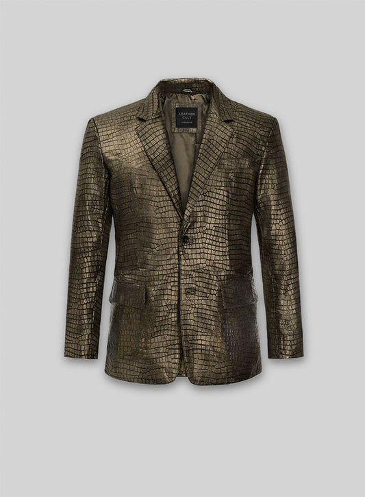 Croc Antique Gold Leather Blazer
