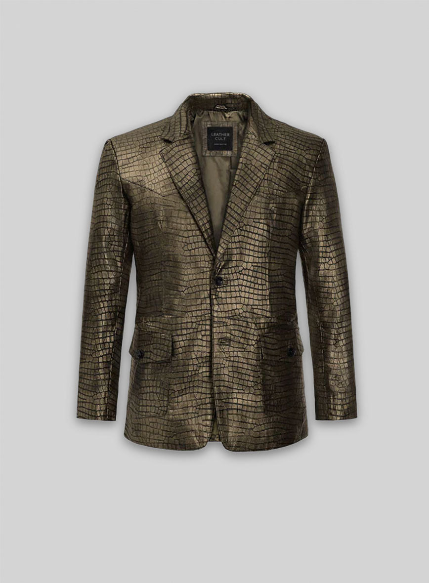 Croc Antique Gold Western Leather Blazer