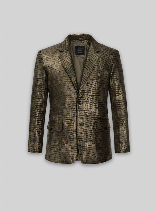 Croc Antique Gold Western Leather Blazer