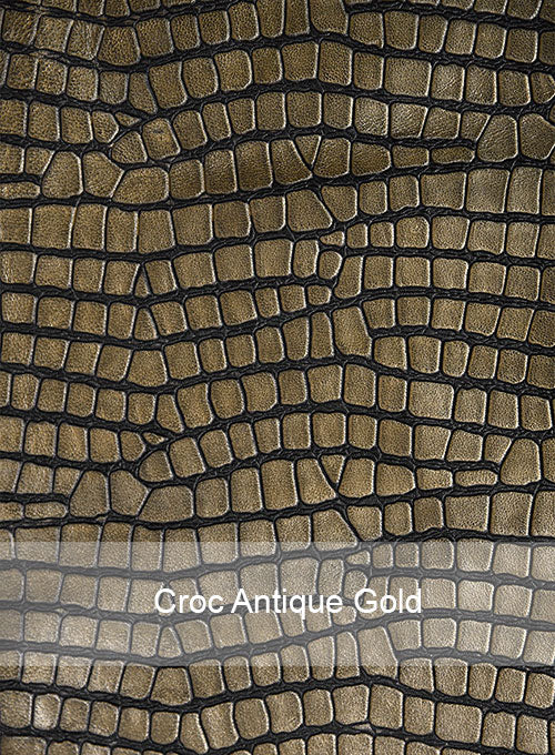 Croc Antique Gold Western Leather Blazer - LeatherCult