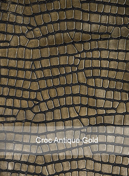 Croc Antique Gold Western Leather Blazer - LeatherCult
