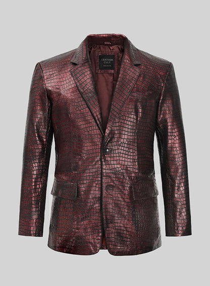 Croc Antique Rose Leather Blazer - LeatherCult