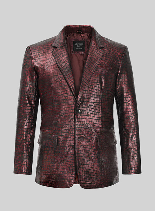 Croc Antique Rose Leather Blazer - LeatherCult