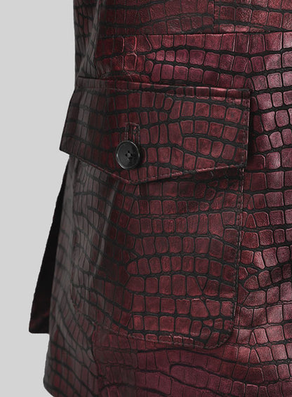 Croc Antique Rose Western Leather Blazer - LeatherCult