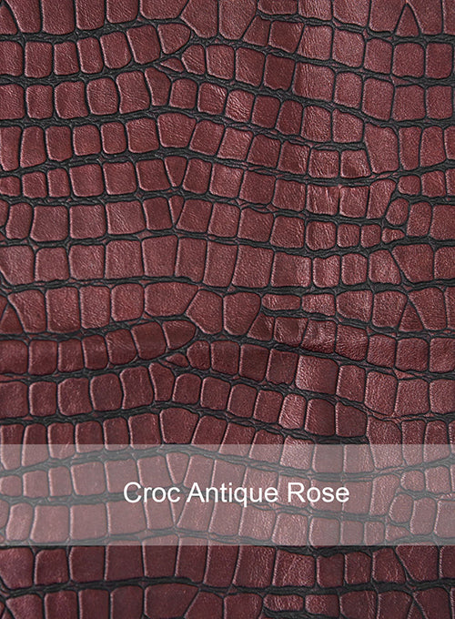 Croc Antique Rose Western Leather Blazer - LeatherCult